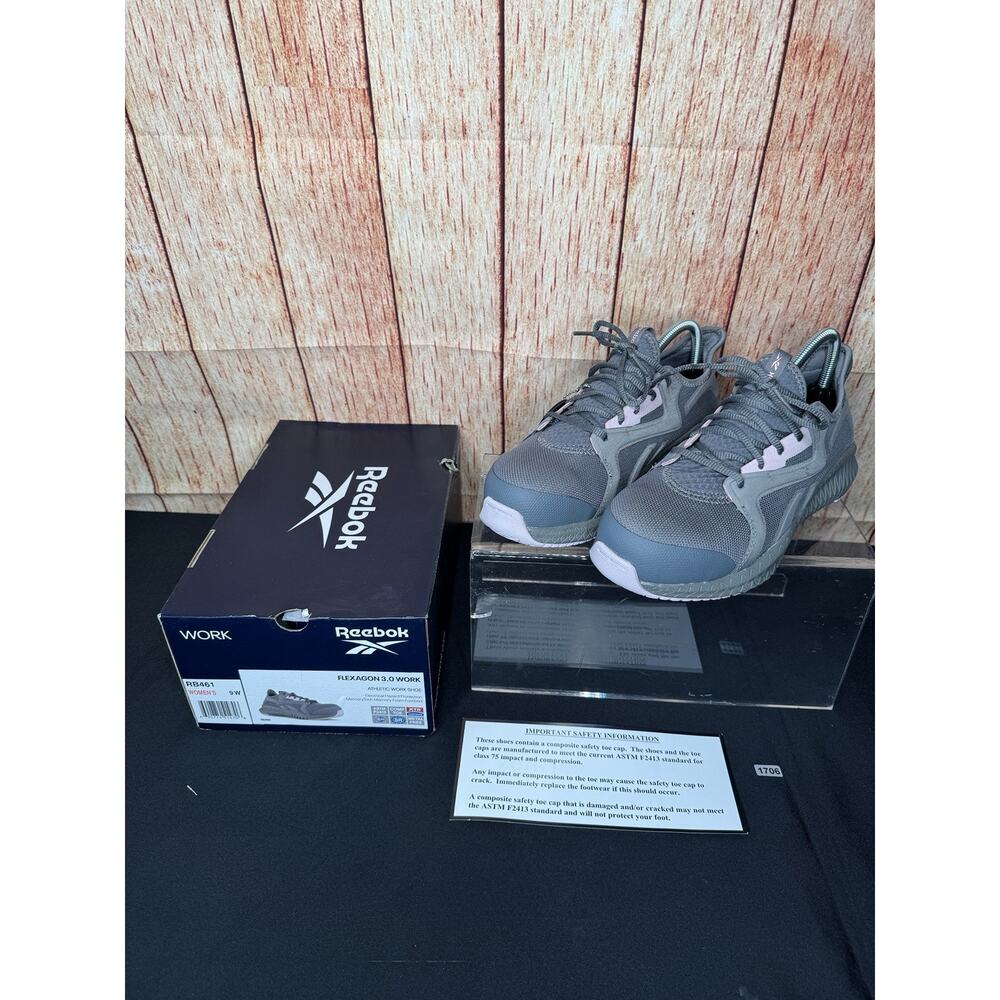 Reebok Womens Flexagon 3.0 Work Gray Safety Shoes Size 9W (5163385) - Picture 2 of 16